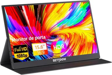 Monitor Portatil 15,6'', FHD 1080P 100% SRGB Monitor Portátil Conectado Com USB C Dupla/HDMI, IPS Extensor De Tela para Notebook com VESA e Funda Inteligente magnético, Plug and Play(preto)