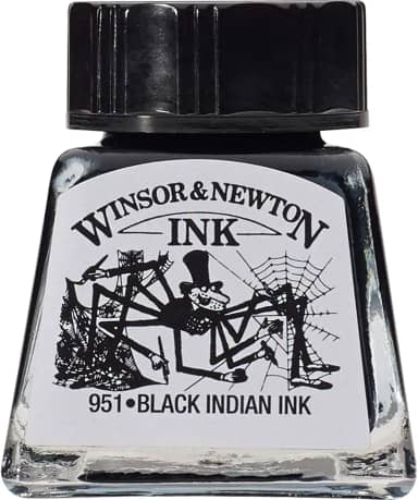 Winsor & Newton Drawing Inks Tinta para Desenho, Preto (Black Indian), 14 ml