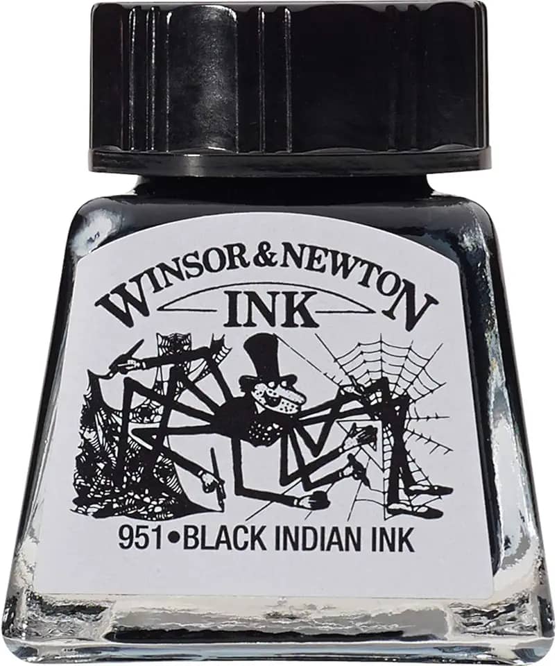 Winsor & Newton Drawing Inks Tinta para Desenho, Preto (Black Indian), 14 ml