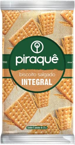 Pack Biscoito Integral Piraquê Pacote 138g 6 Unidades