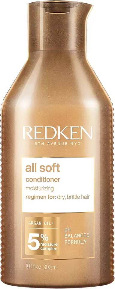 Redken Condicionador All Soft, Promove hidratação profunda e 15x mais maciez, Maciez intensa, Fórmula com óleo de argan, Para cabelos secos e opacos, 300ml