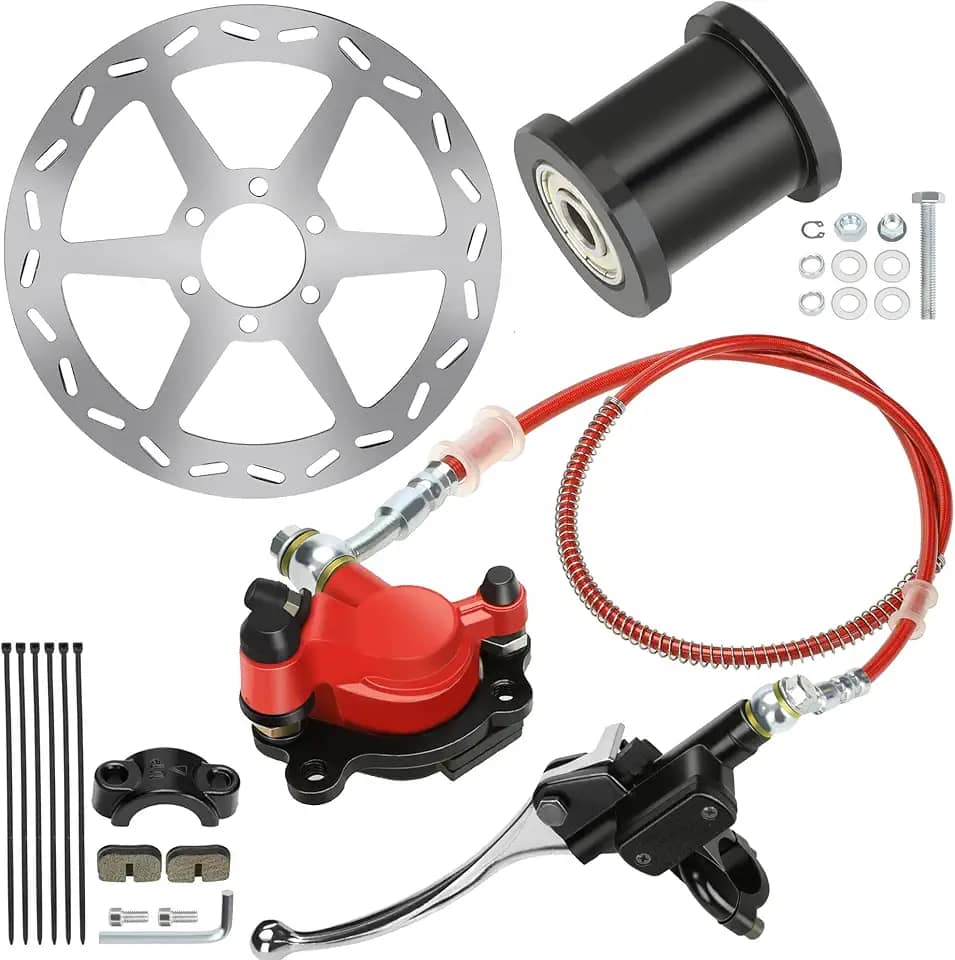YOXUFA Kit de freio hidráulico para mini bicicleta com substituição do rotor de freio a disco traseiro de 180 mm para peças de motor Baja Doodle Bug DB30 Blitz Dirt Bug Predator 79cc 97cc 2,8hp