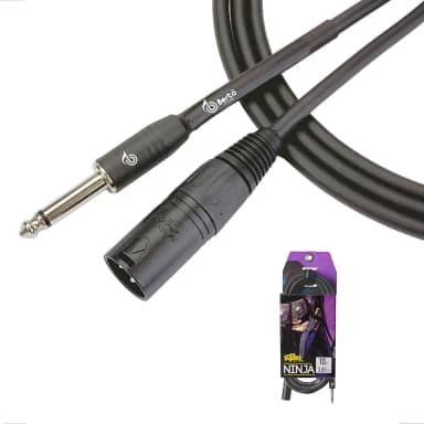 Cabo Para Microfone Bertô By Santo Angelo Ninja 3 Metros Balanceado Cinza Chumbo P10 Macho XLR Macho Ninja Profissional