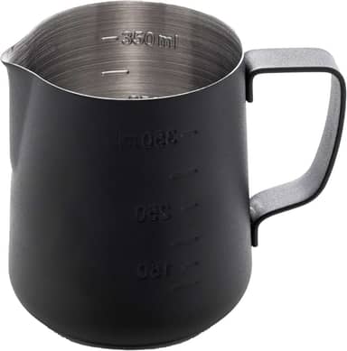 LYOR - Leiteira de Aço Inox Preta 350ml - Com Régua Medidora em Relevo