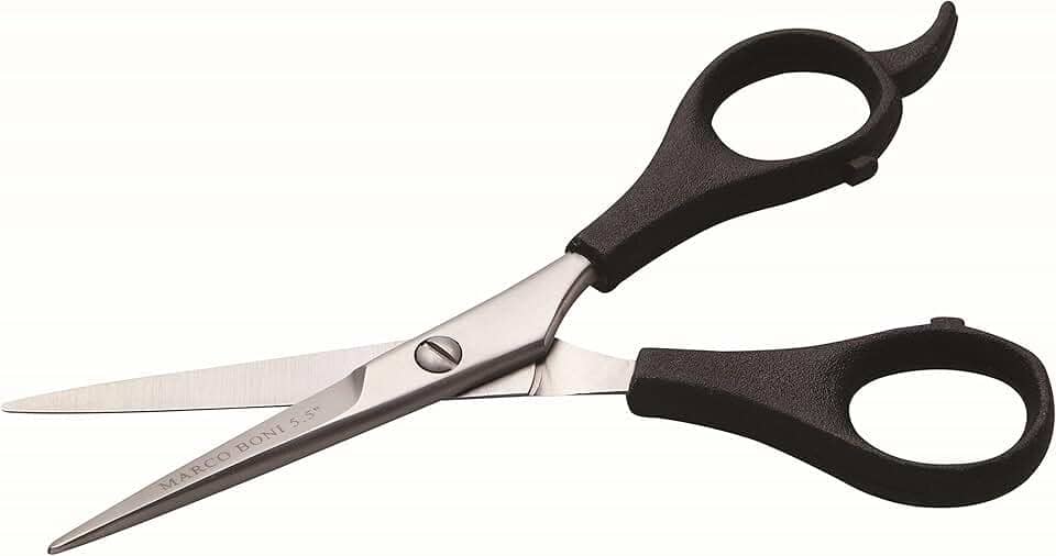Marco Boni Tesoura Profissional Fio Laser P/ Corte Cabelo 5.5'' Cabo Plástico Aço Inox 1705 Preto 1 Unidade