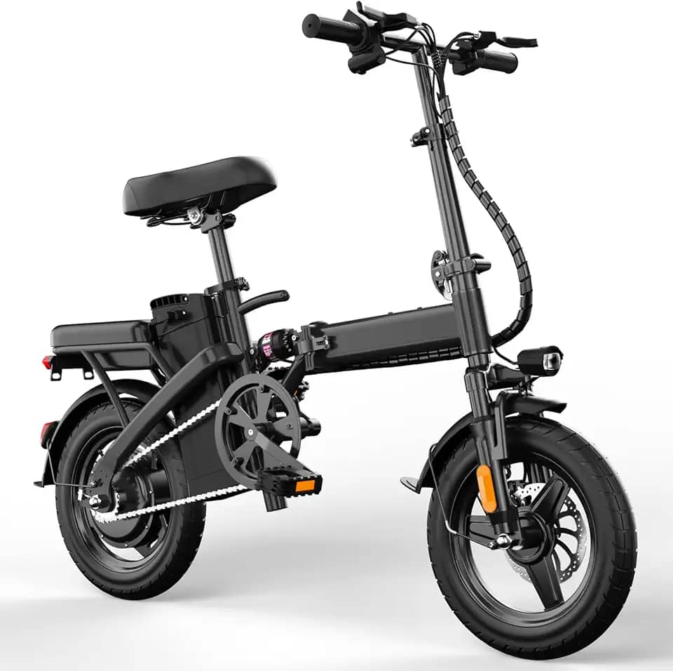 Bicicleta Elétrica Dobrável, Motor 500W, 14 Polegadas, Bateria Removível 48V, Autonomia 25km, Velocidade Máxima 32km/h, Freios Duplos, Sistema de Amortecimento Triplo, Para Adultos