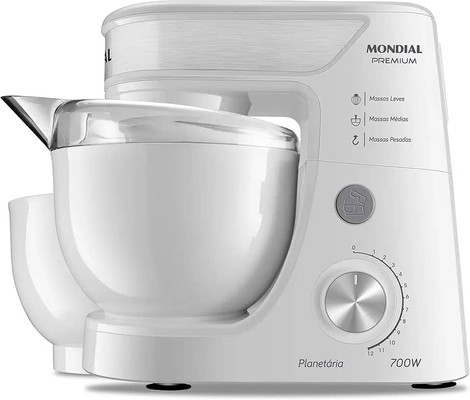 Batedeira Planetária, Mondial, Branco/Inox, 700W, 220V - BP-01P-W