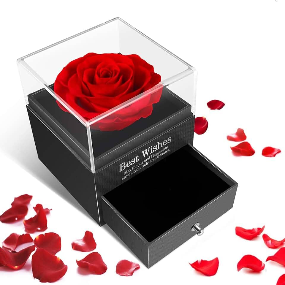 Rosa Eterna, Caixa Rosa Eterna, Caixa de Presente de Joias Flor de Rosa, Presente Mulher, Presente Feminino,Presente para Mãe, Dia dos Namorados Presentes Feminino, Rosa Imortal