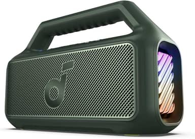 soundcore Boom 2 da Anker, alto-falante 80W, Subwoofer, BassUp 2.0, 24H, IPX7 à Prova d’Água, Flutuante, Luzes RGB, USB-C, Equalizador Personalizado, Bluetooth 5.3, Portátil para Camping e Praia