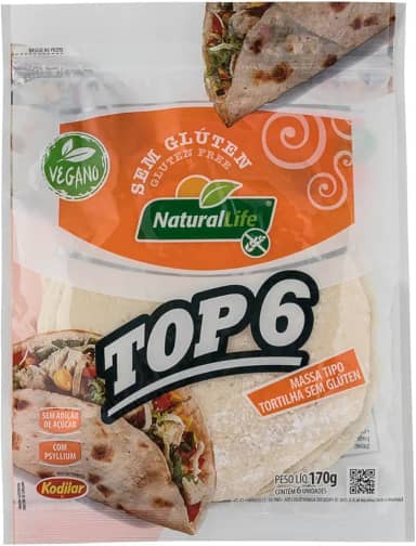 Top 6 Natural Life - Massa Tipo Tortilha Sem Glúten - Vegano - 170g