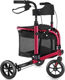 WALK MATE Andador De Rolo De 3 Rodas Com Assento Para Idosos Magros, Encosto Acolchoado Andador Dobrável Leve Ideal Para Idosos, Tri-Roda De 8 Polegadas, Mobilidade Moderna, Auxílio Para Caminhada, Al