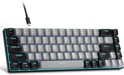 MageGee Teclado portátil 60% mecânico para jogos, MK-Box LED retroiluminado compacto de 68 teclas, mini teclado de escritório com fio com interruptor azul para Windows, laptop, PC, Mac - cinza/preto
