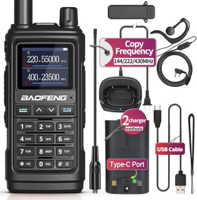 BAOFENG Uv-5R Atualização Rádio Amador Rádio Bidirecional de Longo Alcance Uv-17R Walkie Talkies para Adultos Carregador Uv5Rusb 999 Canais Vox com Fone de Ouvido, Bateria de Íon-Lítio Lanterna