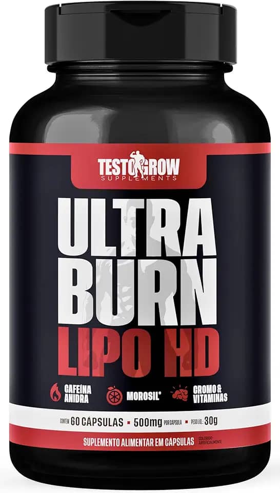 Termogênico Ultra Burn Lipo HD – Morosil® 400 mg + Cafeína, Cromo e Vitaminas para Auxílio na Queima de Gordura – 60 Cápsulas