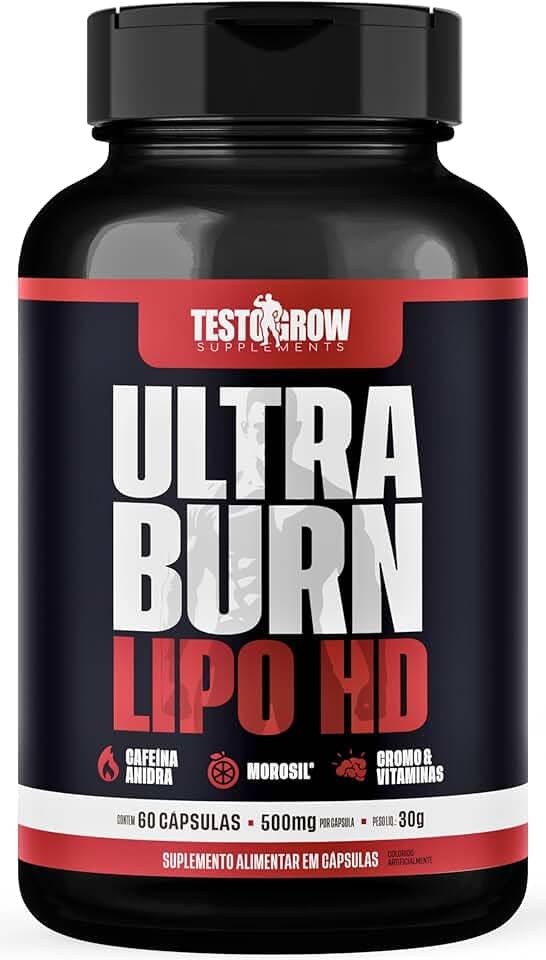 Termogênico Ultra Burn Lipo HD – Morosil® 400 mg + Cafeína, Cromo e Vitaminas para Auxílio na Queima de Gordura – 60 Cápsulas
