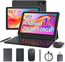 CUPEISI tablet Android 13 de 10 polegadas, 12 GB de RAM+128 GB de ROM/1 TB expansível para tablet PC, 2 em 1 com teclado, CPU HD de quatro núcleos de 2,0 GHz, certificado pelo Google 5G WiFi 6 BT 5.0