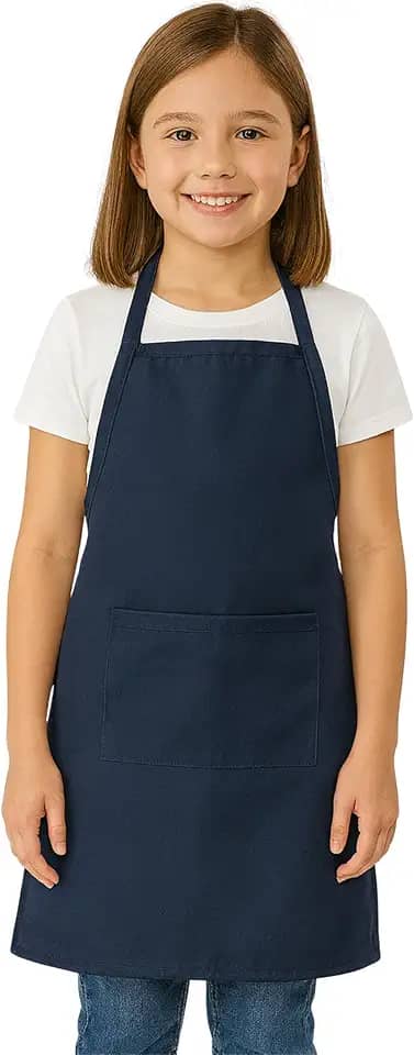 Avental Infantil Unissex com Bolso Frontal Tecido Oxford Tamanho Único 37x47cm para Crianças 4-8 Anos Atividades Culinárias e Escolares