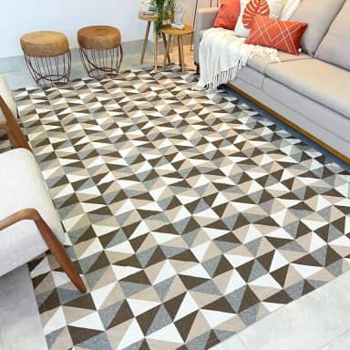 TAPETE 2,00X2,50 QUARTO SALA DE JANTAR RECPÇÃO SALA (Marrom Geometrico)