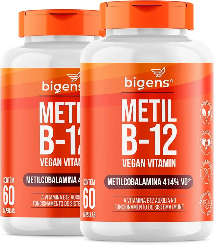 Metil B-12 Vegan Vitamin Metilcobalamina 414% VD, Bigens, 60 cápsulas (Kit 2)