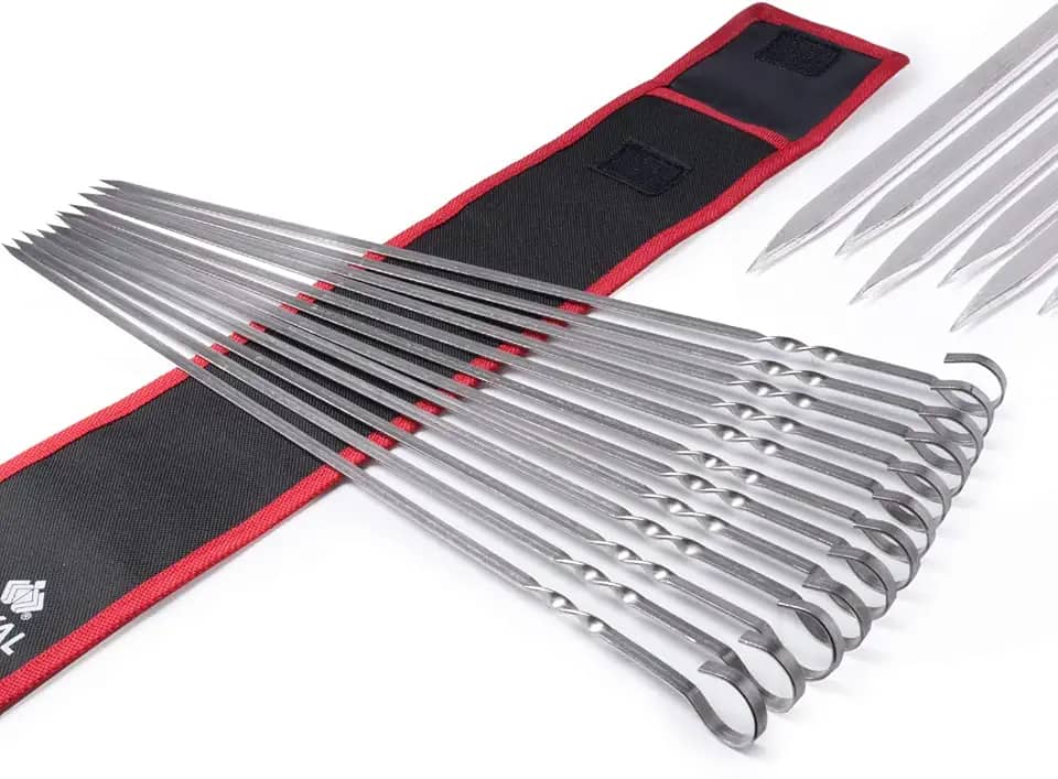 Royal Imports Espetos de Metal para Espetinhos de Carne para Churrasco, Grelhar, Assar, Churrasco de Aço Inoxidável, 17" de Comprimento Reutilizável - 12 Unidades