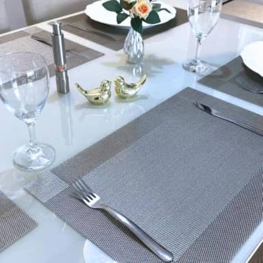 Kit 6 Peças Jogo Americano Retangular - Sousplat para Mesa Posta - Jogo Americano Elegante para Jantar, Almoço e Café - Lavável e Resistente - Shop100 (Cinza Azulado)