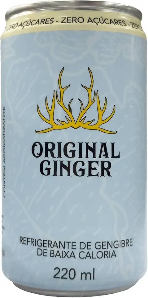 Original Ginger Refrigerante Zero Açúcar, Sabor Gengibre, 220ml, Pack com 6 Latas, 7 Calorias