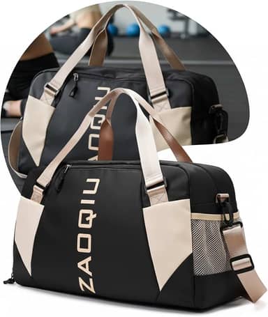 Bolsa de Viagem e Academia Mala de Mão com Área Molhada Compartimento para Tênis Alça Ajustável Ideal para Avião Academia Praia e Fim de Semana (Preta)