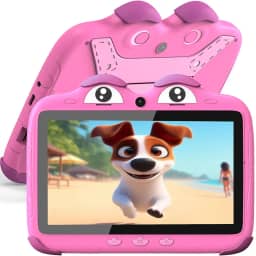 YINOCHE Tablet infantil de 7 polegadas para crianças de 3 a 7 anos, tablets para crianças pequenas, 32 GB, Android com câmeras duplas, controle parental, aplicativos infantis pré-instalados, capa à