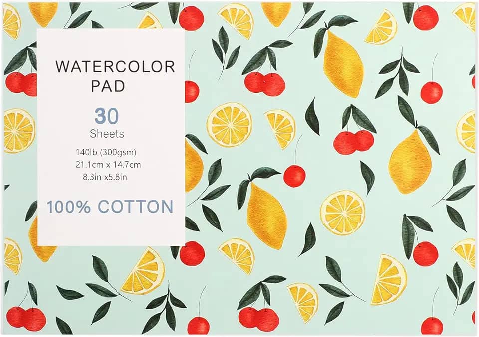 Bloco de papel aquarela com 30 folhas, papel aquarela de prensagem a frio, papel aquarela de prensagem a frio, 63,5 kg/300 g/m², almofada de cor de água rasgável, presentes de Natal para pintura artística, desenho, mídia mista, materiais de meia
