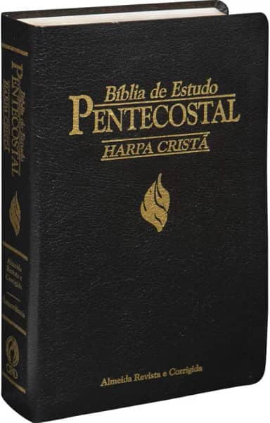 Bíblia de Estudo Pentecostal com Harpa - Couro bonded Preto: Almeida Revista e Corrigida (ARC)