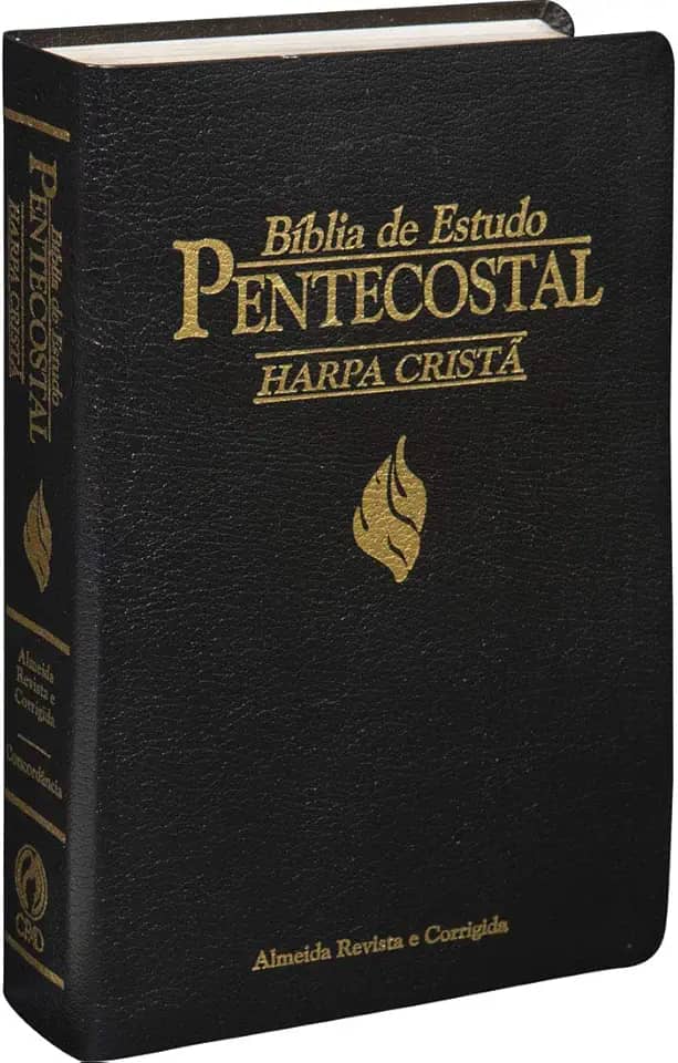 Bíblia de Estudo Pentecostal com Harpa - Couro bonded Preto: Almeida Revista e Corrigida (ARC)