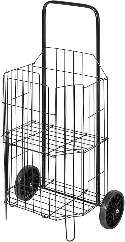 Metaltec Carrinho De Feira E Compras Reforçado Suporta 25KG Dobrável Resistente E Prático - Preto