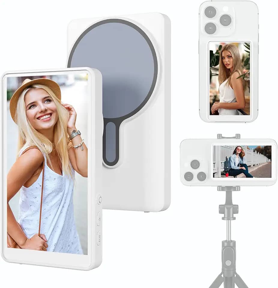 Maxkey Tela magnética para monitor de selfie Vlog para celular, câmera traseira para selfie, Vlog, transmissão ao vivo, TikTok, compatível com iPhone e Android, uma escolha para entusiastas de