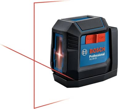 BOSCH GLL50-20 Laser de linha cruzada autonivelante de 50 pés, inclui suporte magnético integrado e 2 pilhas AA