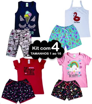 Kit com 8 Peças Infantil Juvenil Menina - Verão - 1 ao 16