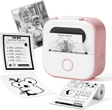 Máquina de impressora de adesivos, minifabricante de cápsulas de impressão com 1 rolo de papel, mini máquina portátil de adesivos Y02C, sem tinta Bluetooth para telefone, máquina térmica