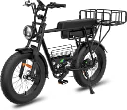 BEMMY Bicicleta Elétrica para Adultos, Pneu Largo de 20' x 4', Motor Sem Escova de 1000W e 90NM, Bicicleta Elétrica de Motocicleta de 7 Velocidades, Bateria de 48V, até 50 Km/h (Preto)