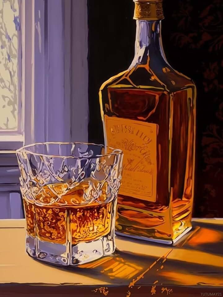 TUTUMAY21 Conjunto de pintura de diamante para iniciantes adultos, conjunto de arte de diamante de garrafa de uísque, faça você mesmo 5D redondo completo pintura de diamante arte decoração de parede