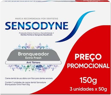 Sensodyne Creme Dental, Sensibilidade e Branqueador Extra Fresh Leve 3 e Pague 2, Anti Tártaro, 50g cada