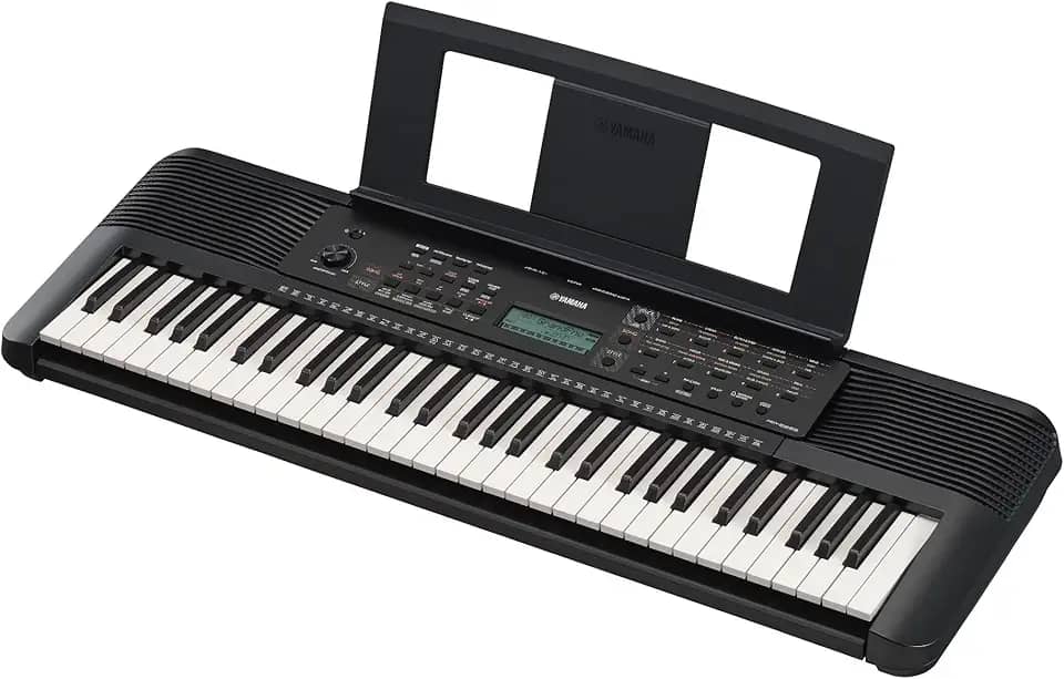 Yamaha PSR-E283 Teclado portátil para iniciantes, com 410 vozes de instrumentos, 150 estilos de acompanhamento e 122 músicas, inclui 2 aulas online com um professor da Yamaha Music School