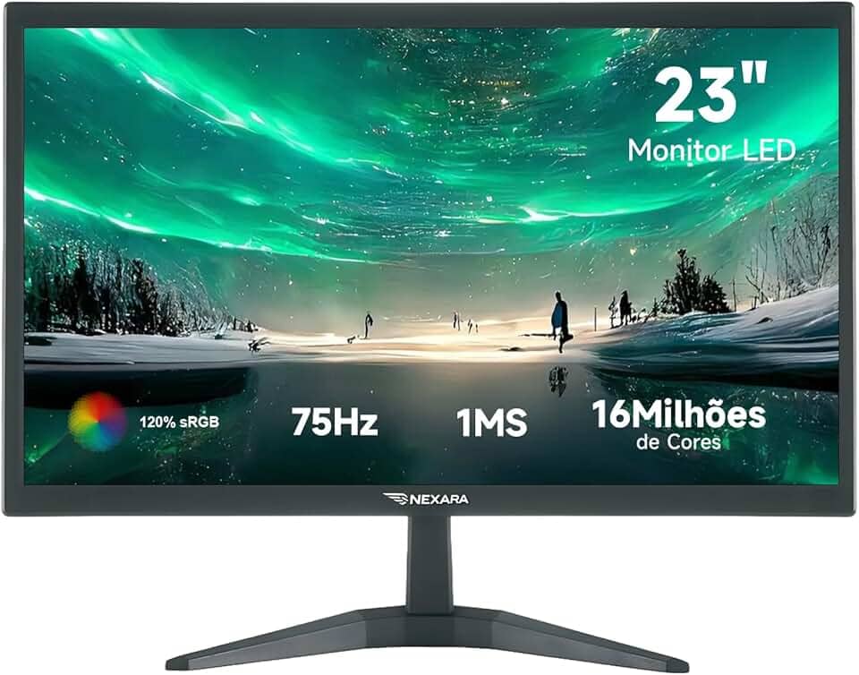 Monitor LED 23 Polegadas Full HD 75Hz - Tela de Computador com Imagens Nítidas e Cores Vibrantes, Tecnologia Anti-Cintilação, Design Compacto para Home Office, Jogos e Entretenimento