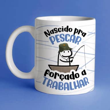 Caneca Pai Pescador Nascido Para Pescar Forçado a Trabalhar