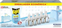 Raid Repelente Eletrico Líquido Refil Family, Até 45 Noites de Proteção contra Mosquito, 5 unidades de 32,9ml
