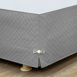 Saia para Cama Box Queen Matelada com Pingente - Cinza (Cinza, Queen)