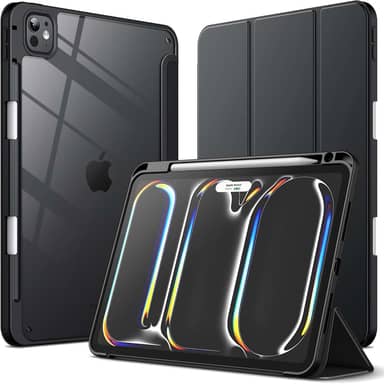 JETech Capa para iPad Pro 11 Polegadas M5/M4 (2025/2024) 6ª/5ª Geração com Porta-Pencil, Capa Traseira Claro e Transparente, Suporte Fino, Capa para Tablet À Prova de Choque (Preto)