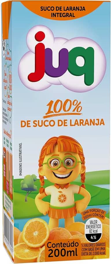 Suco JUQ 200 ML sem adiçao de açúcar e conservantes - Caixa com 24 unidades (Caixa 24 unid, Laranja Integral)
