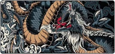 Mouse Pad Gamer Dragão Azul Extra Grande 700x350x3mm - Ideal para Jogos, Escritório, Home Office.FPS, MOBA, Estratégia.