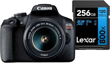 Câmera Digital Canon EOS Rebel T7+ S18-55 IS II BR kit com Cartão de Memória Lexar Blue 256GB