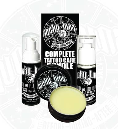 LuckyLuna Pacote completo de cuidados com tatuagem, kit de pós-cuidado, inclui sabão espumante, pomada mágica orgânica de 28,3 g, loção para tatuagem e corpo, cura profissional