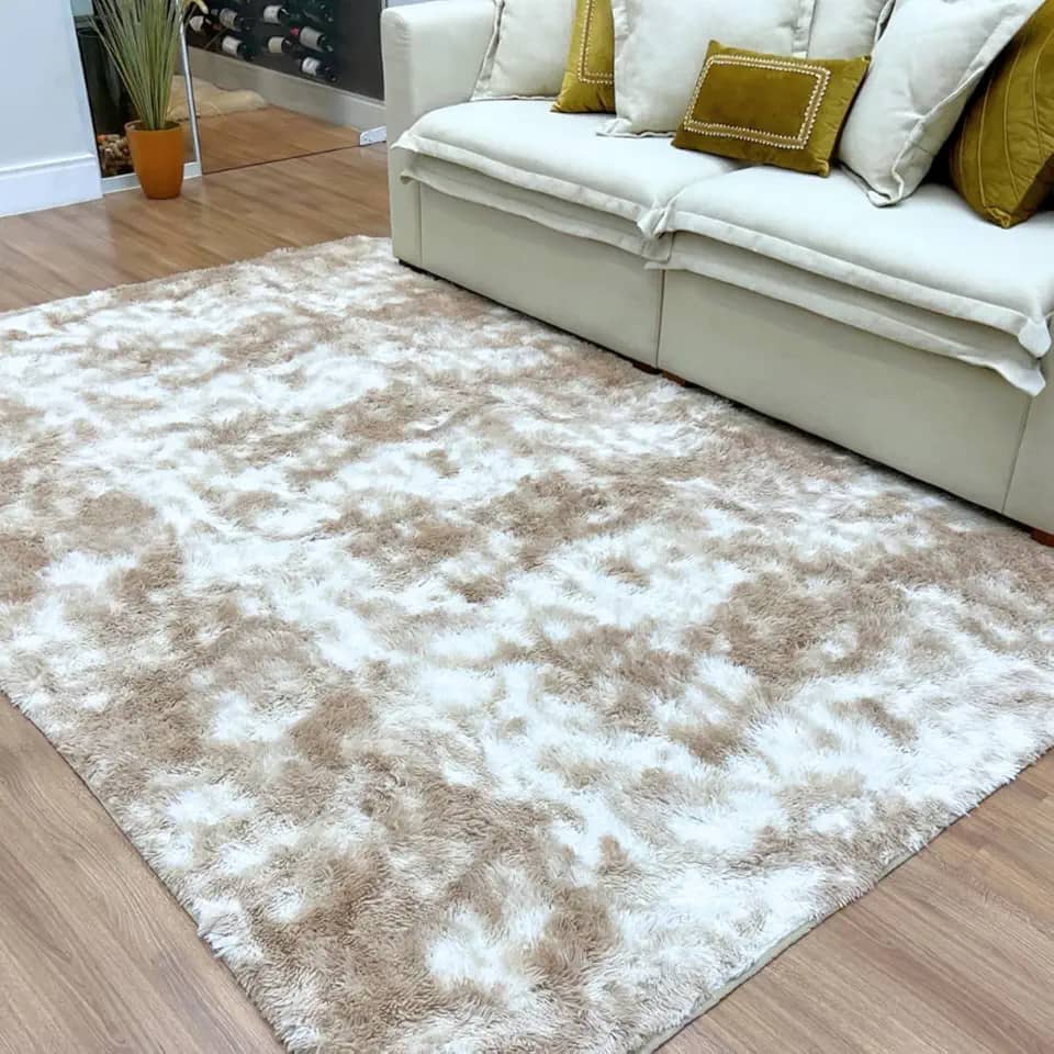Tapete Peludo 3,00x2,00 Novo Para Sala Quarto Cozinha Felpudo (Bege Mesclado, 300x200)